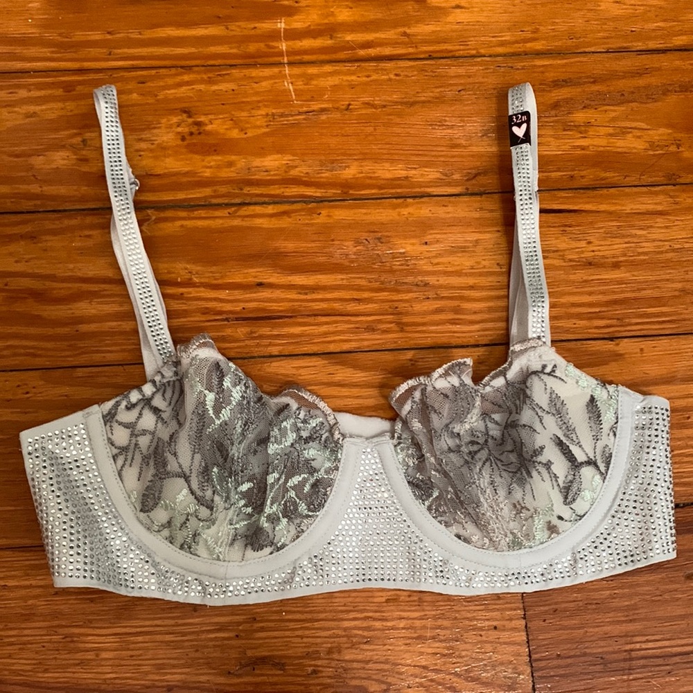 Victoria’s Secret Mesh, Lace, and Gemstone Embellished Bra